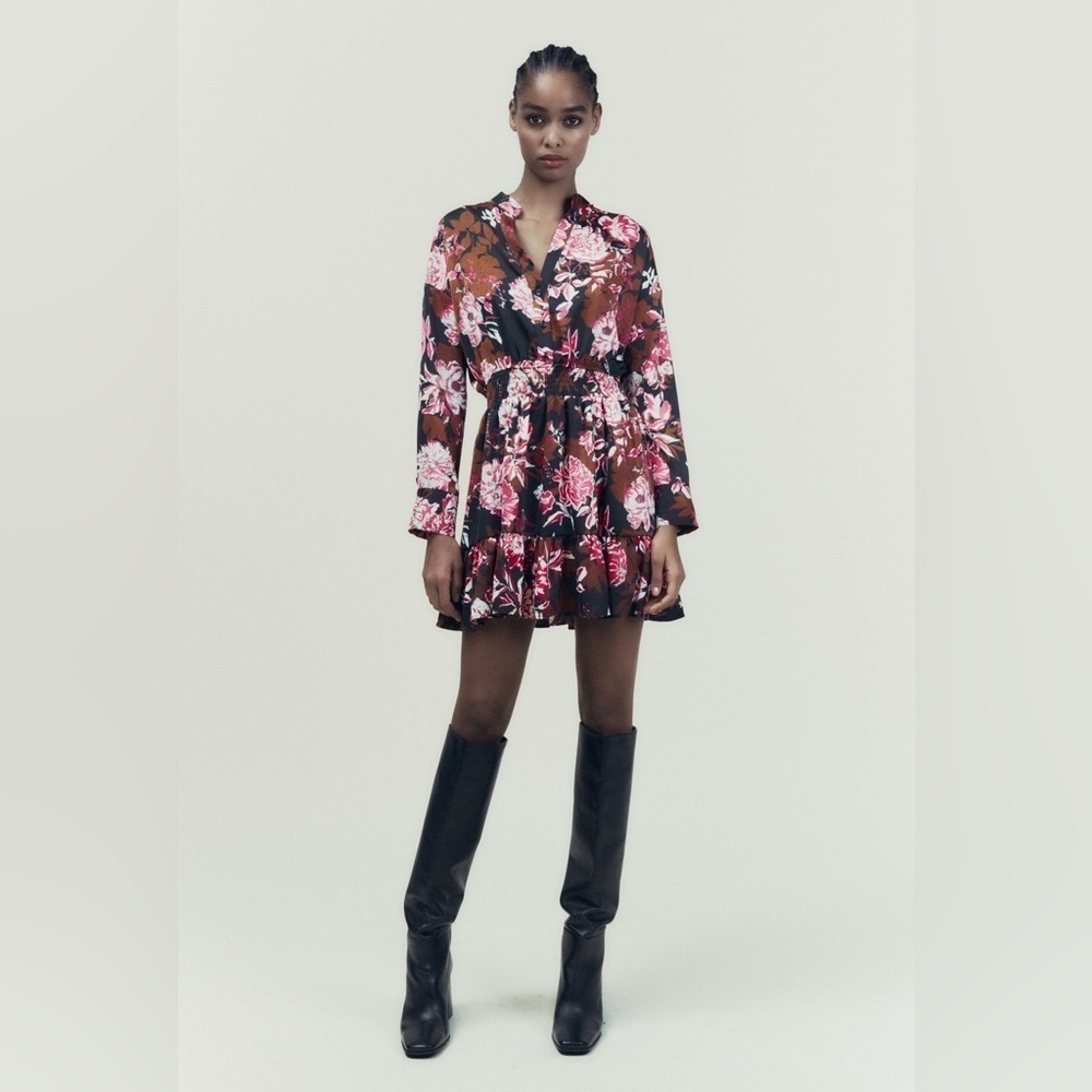 Zara Mini Floral Print Dress NWT - Picture 7 of 13